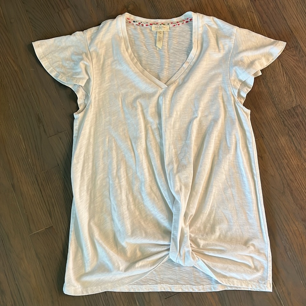 Matilda Jane Joanna Gaines Pure Country Tee Top Size S Flutter Cap Sleeve White - Picture 3 of 6